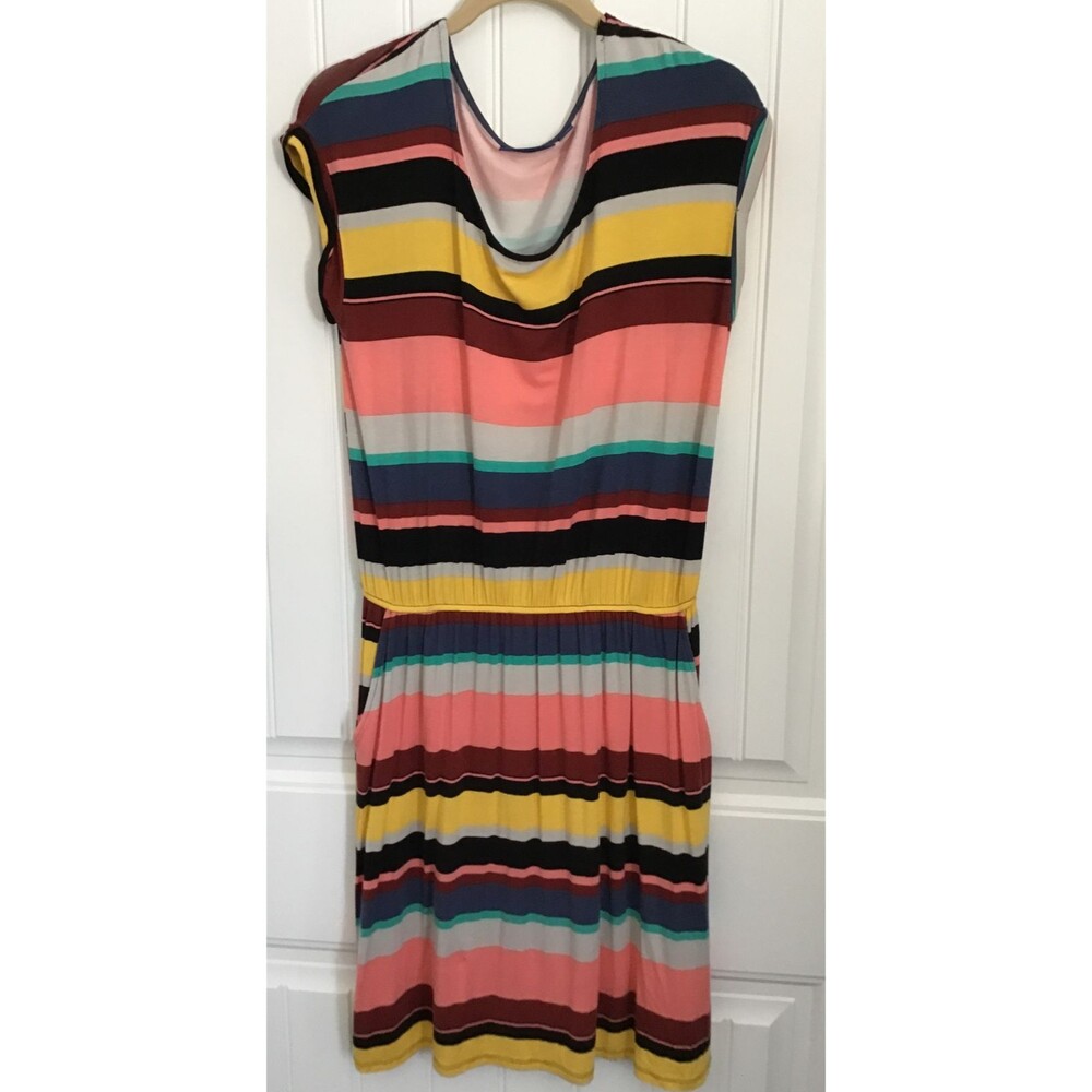 Women’s Apt 9 Short Sleeve Multi-colored Stripe Stretch Dress Size Medium